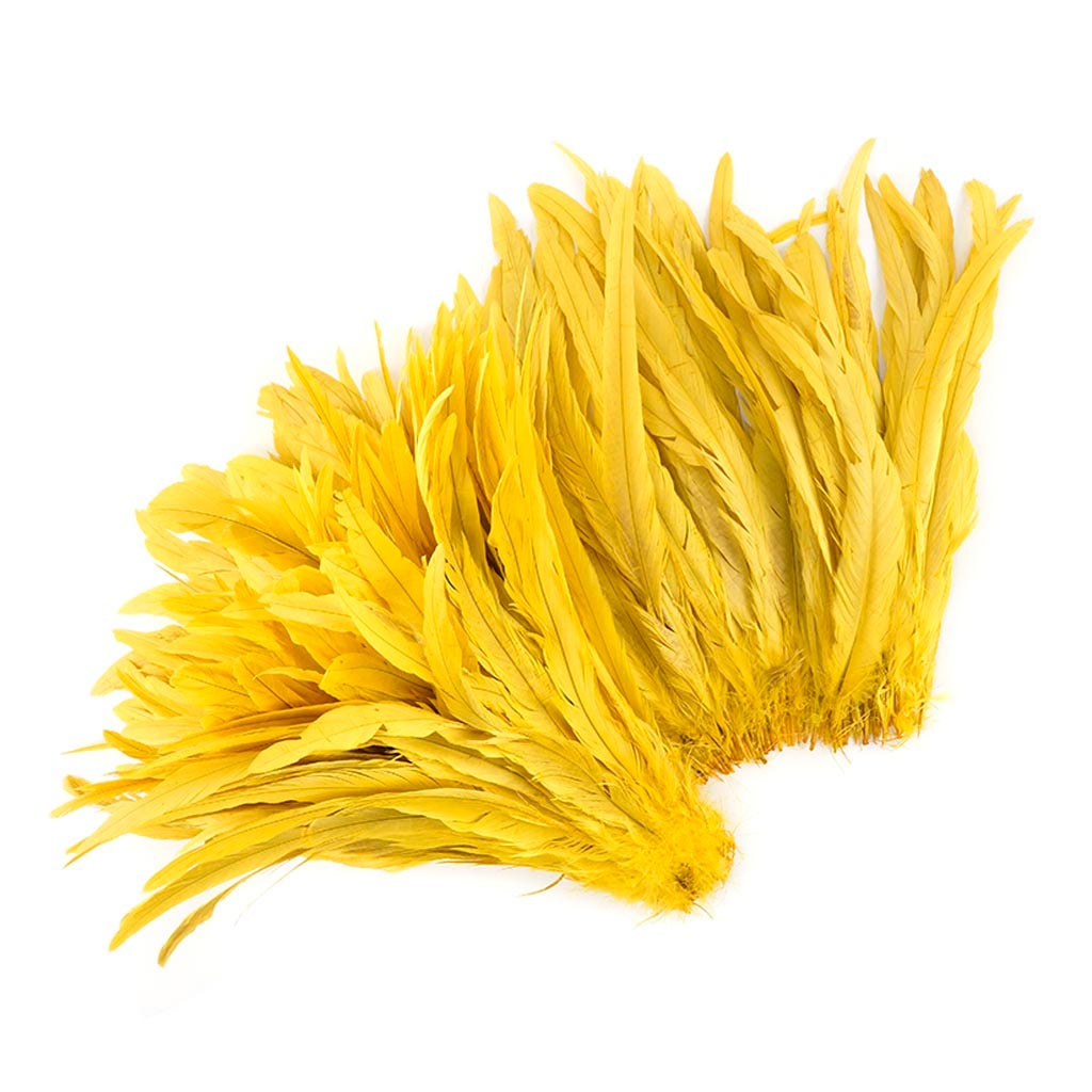 Rooster Coque Tails-Bleach-Dyed Bright Yellow - Feathers