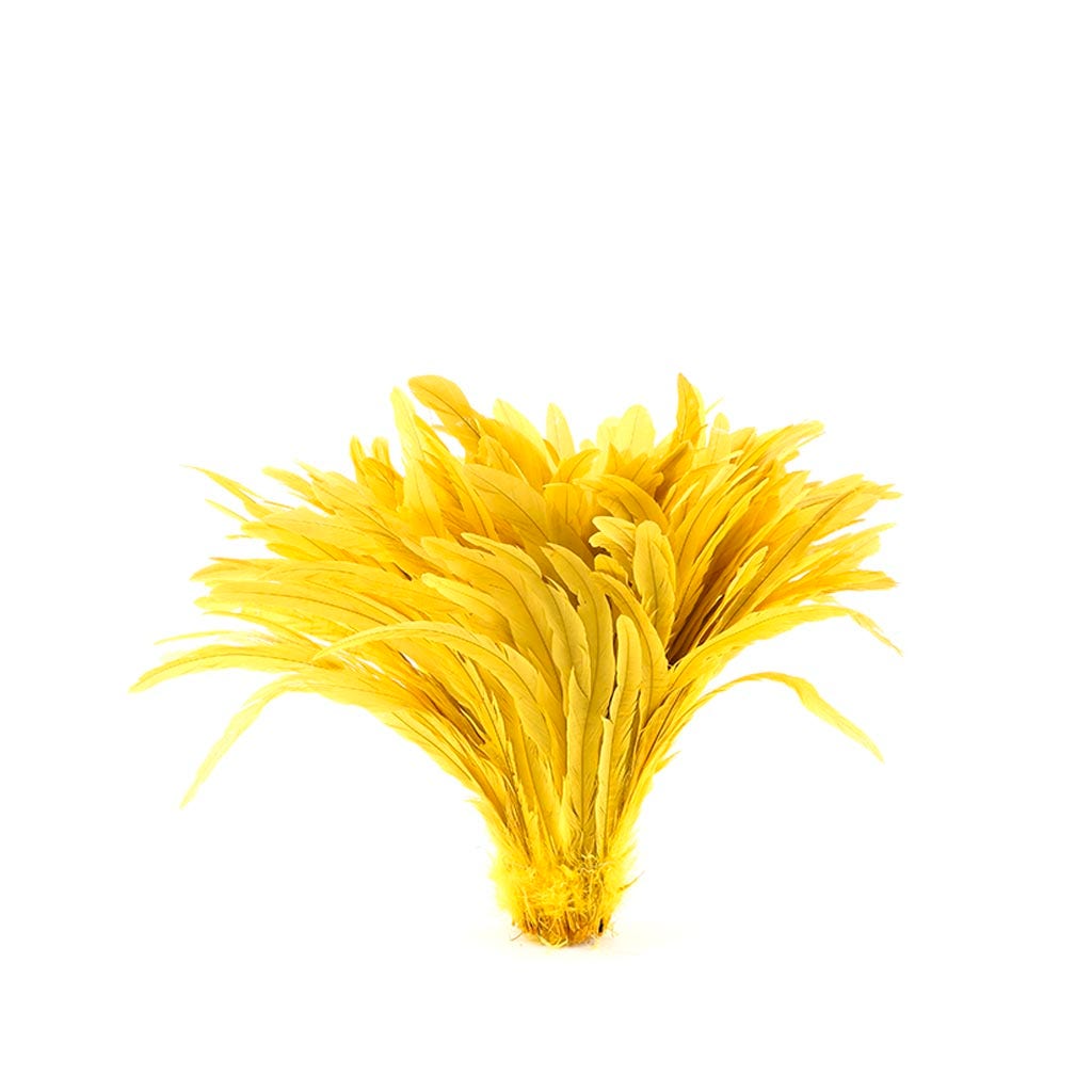 Rooster Coque Tails-Bleach-Dyed Bright Yellow - Feathers