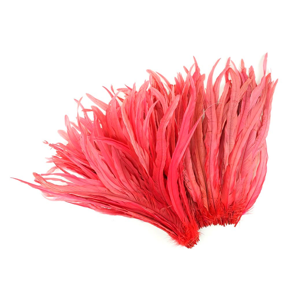 Rooster Coque Tails-Bleach-Dyed Coral - Feathers