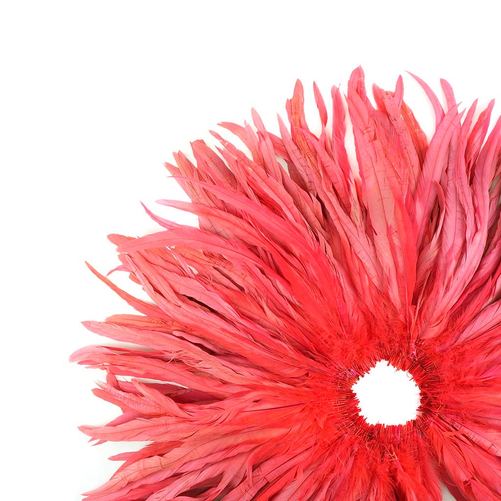 Rooster Coque Tails-Bleach-Dyed Coral - Feathers