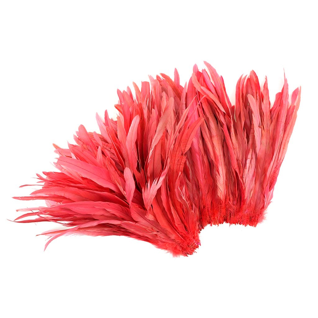 Rooster Coque Tails-Bleach-Dyed Coral - Feathers