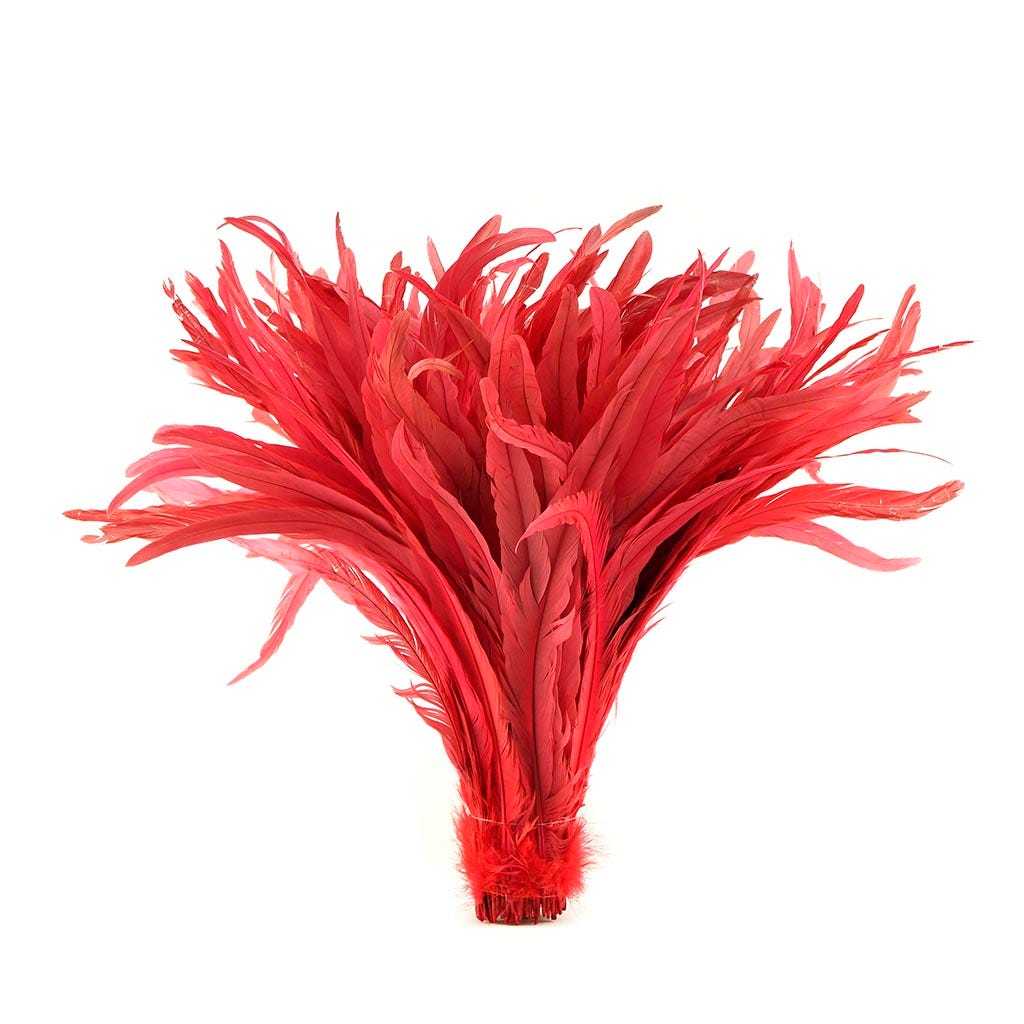 Rooster Coque Tails-Bleach-Dyed Coral - Feathers