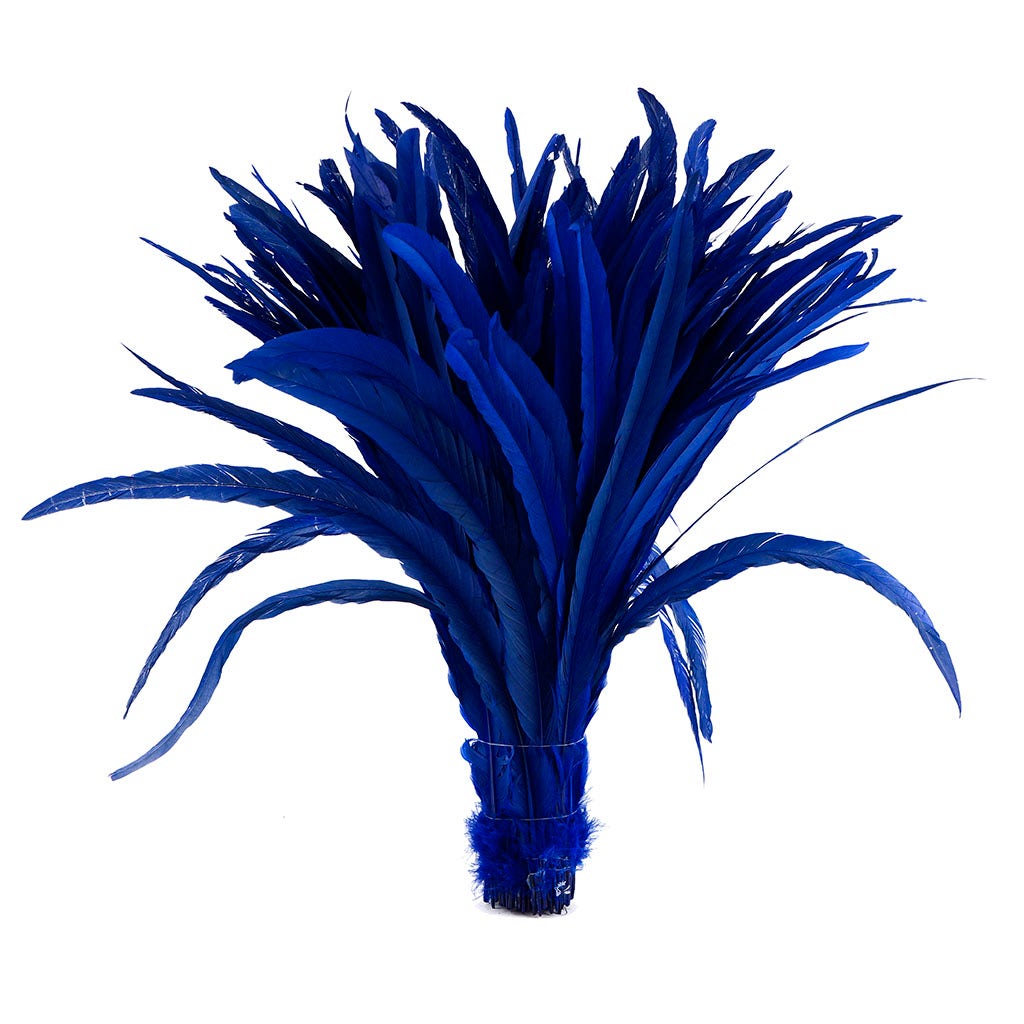 Rooster Coque Tails-Bleach-Dyed - Royal - Feathers