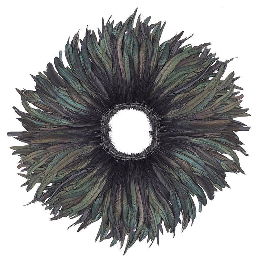 Rooster Coque Tails Feathers Black Iridescent 10-12 ’ [1 yard roll] - Feathers