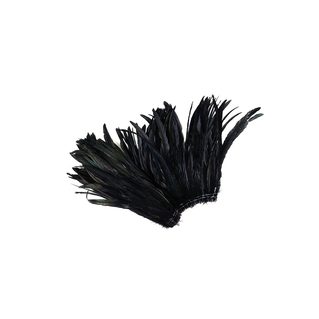 Rooster Coque Tails Feathers Black Iridescent 11-14’’ [1/4 LB Bulk] - Feathers