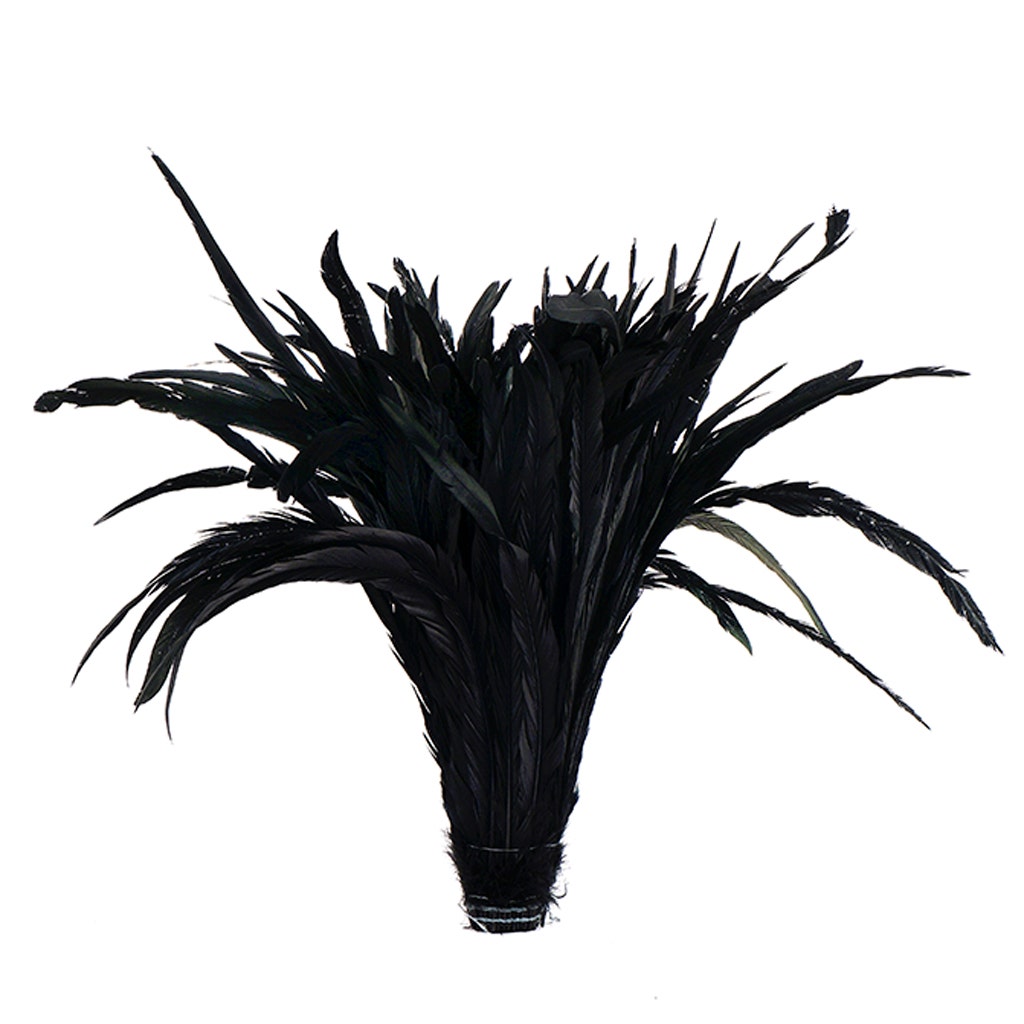 Rooster Coque Tails Feathers Black Iridescent 15-18’’ [1/4 LB Bulk] - Feathers