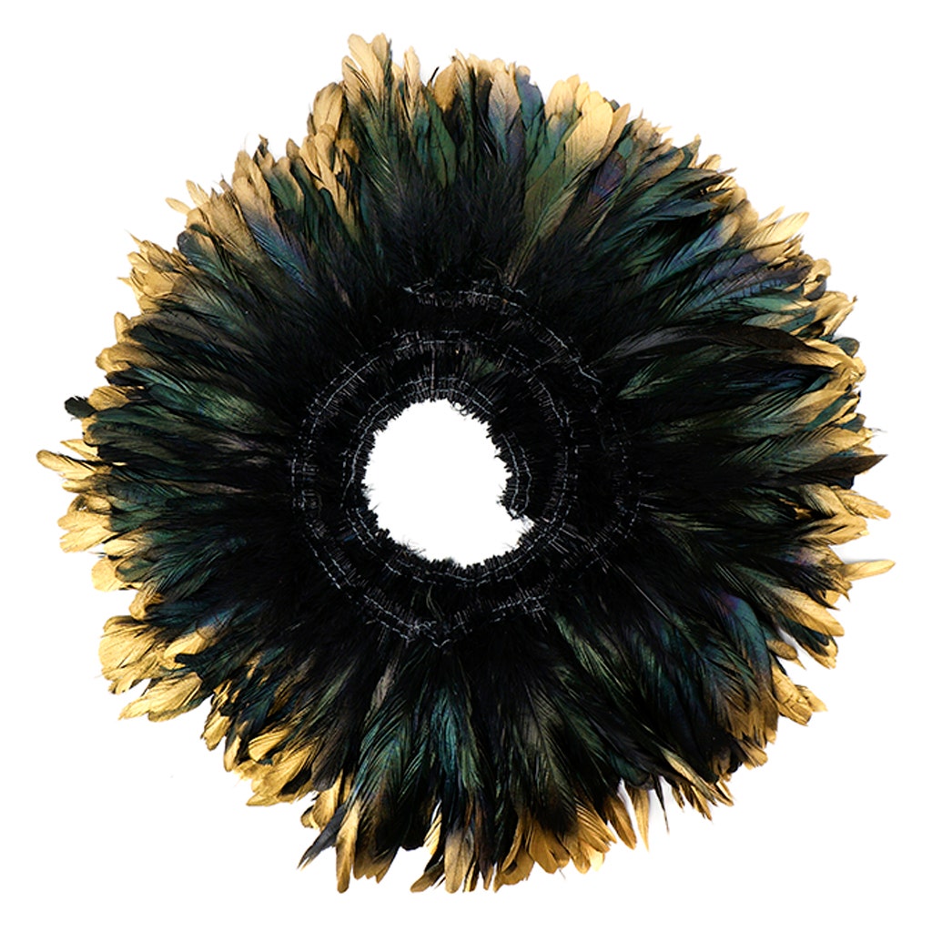 Rooster Coque Tails Feathers Black Iridescent Tipped Gold 5-8’’ [1/4 LB Bulk] - Feathers