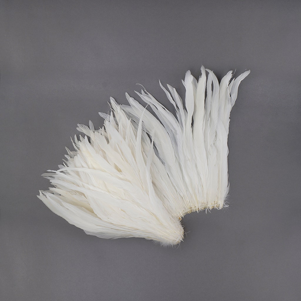 Rooster Coque Tails Feathers Bleached White 13-16’’ [1/4 LB Bulk] - Feathers