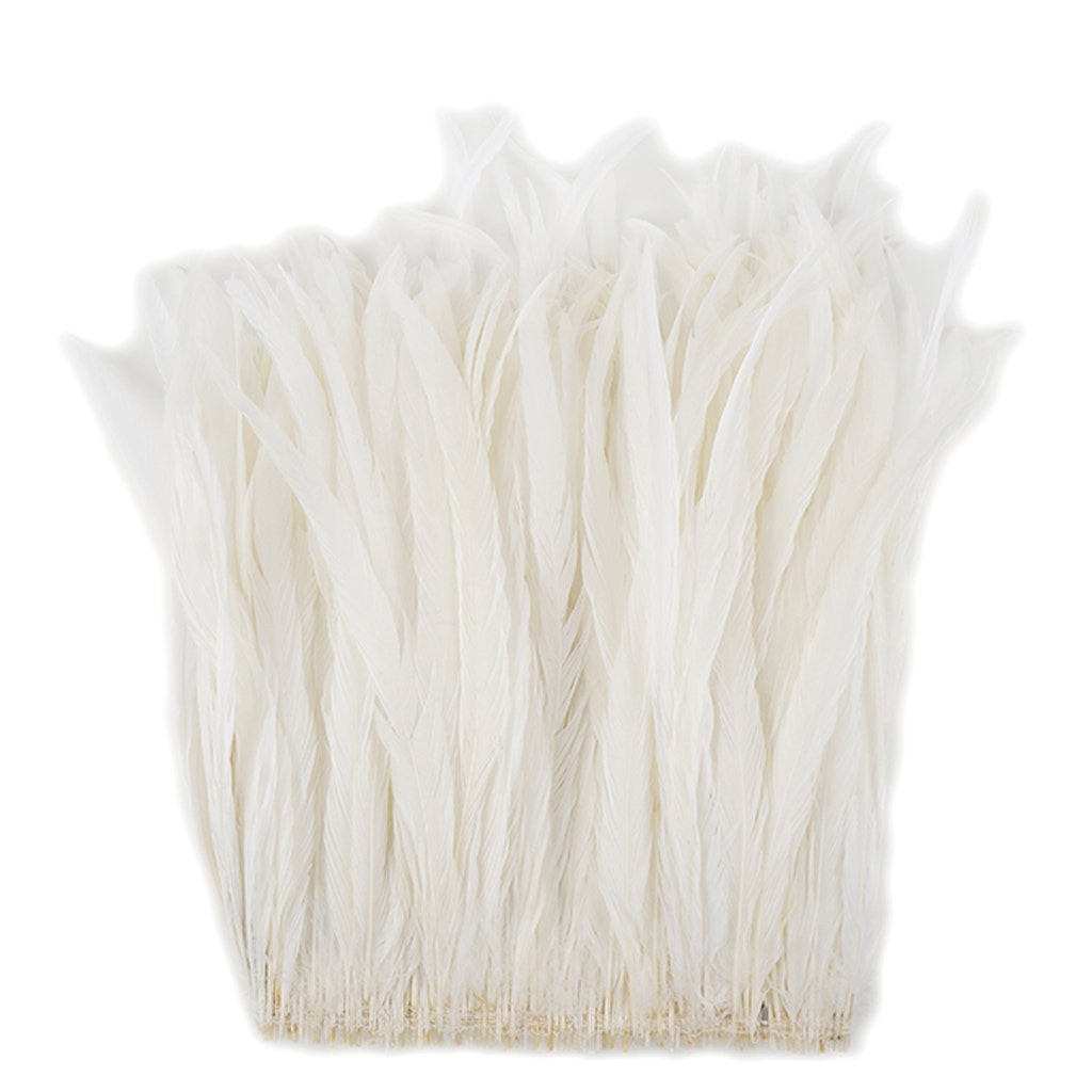 Rooster Coque Tails Feathers Bleached White 15-18’’ [1/4 LB Bulk] - Feathers