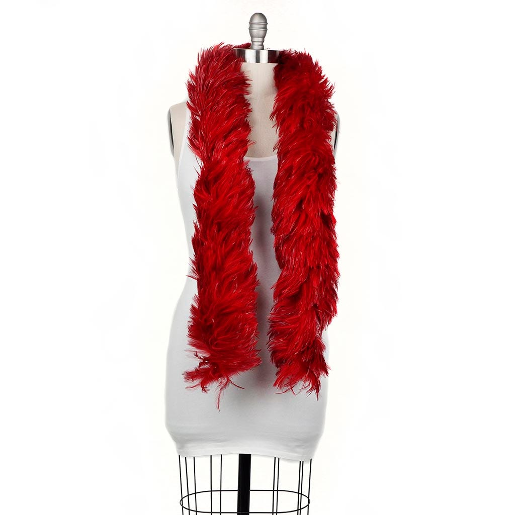 Rooster Hackle Boa Dyed - Red - Rooster Boa