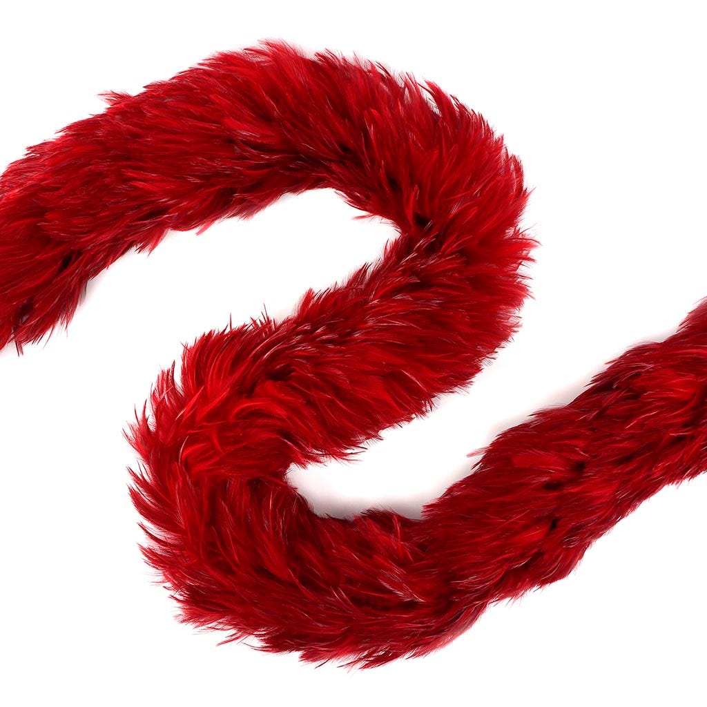 Rooster Hackle Boa Dyed - Red - Rooster Boa