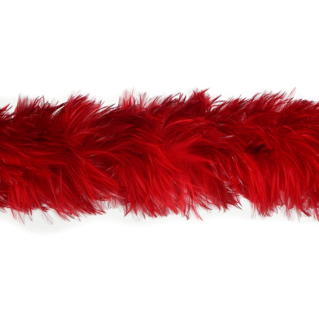 Rooster Hackle Boa Dyed - Red - Rooster Boa