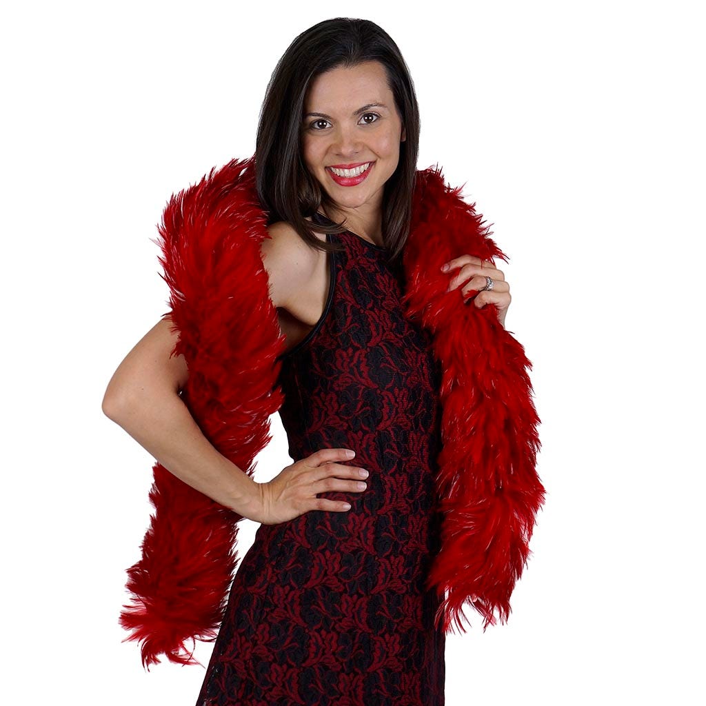 Rooster Hackle Boa Dyed - Red - Rooster Boa