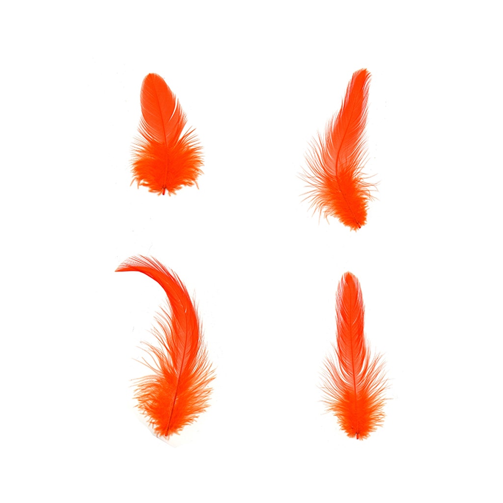 Rooster Hackle-White-Dyed - Orange - Feathers