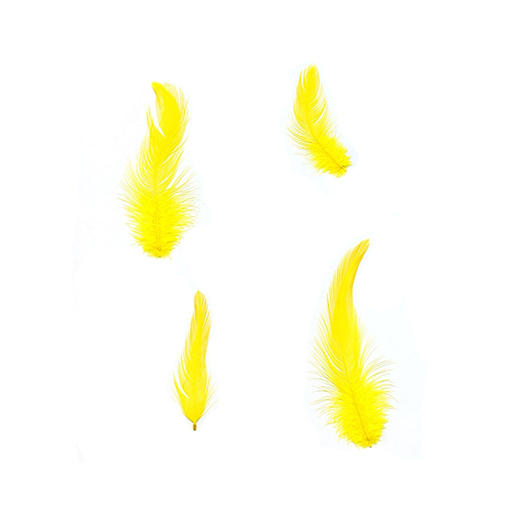 Rooster Hackle-White-Dyed - Yellow - Feathers