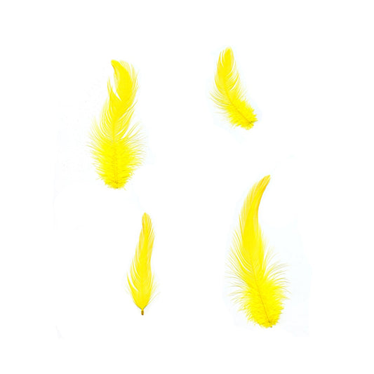 Rooster Hackle-White-Dyed - Yellow - Feathers