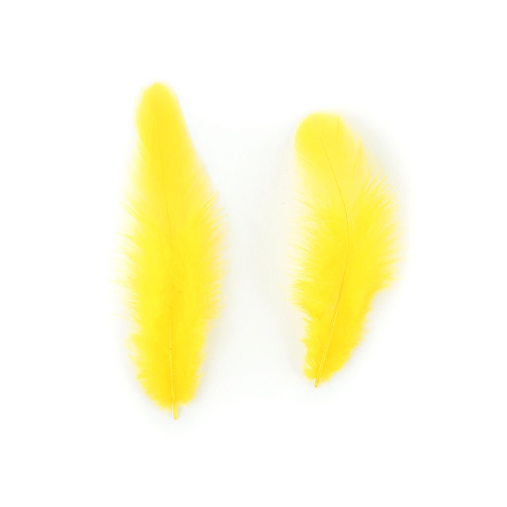 Rooster Plumage-White-Dyed - Yellow - Feathers