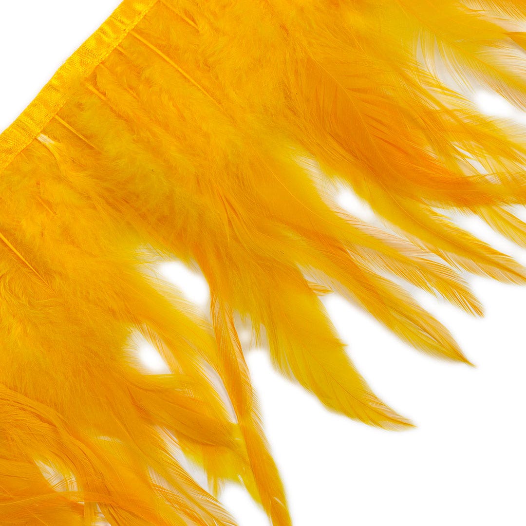 Rooster Saddle Fringe on Bias 6-8’’ x 1 YD-Gold - Feathers