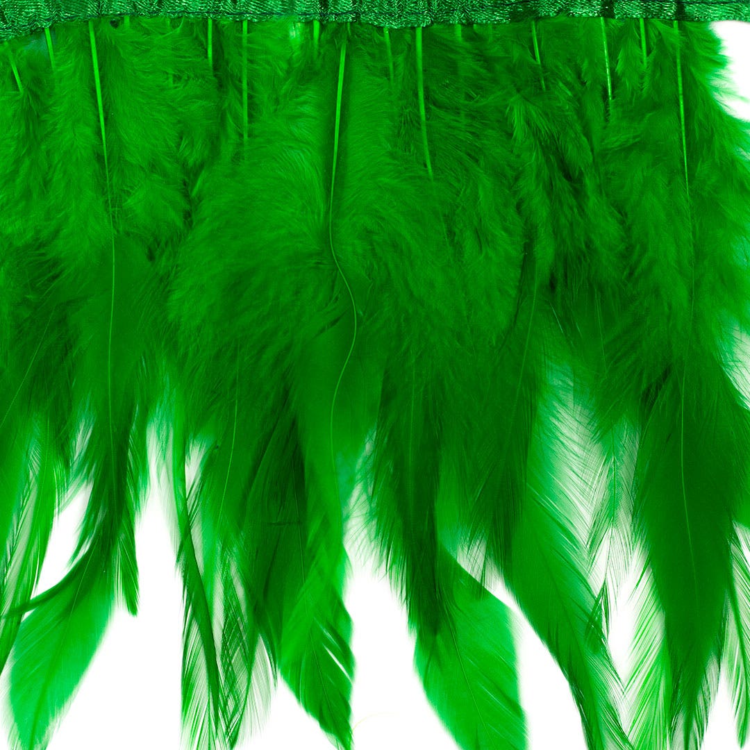 Rooster Saddle Fringe on Bias 6-8’’ x 1 YD-Kelly - Feathers