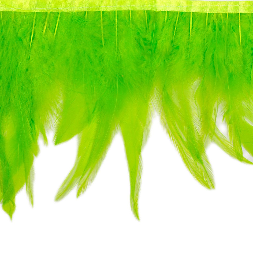 Rooster Saddle Fringe on Bias 6-8’’ x 1 YD-Lime - Feathers