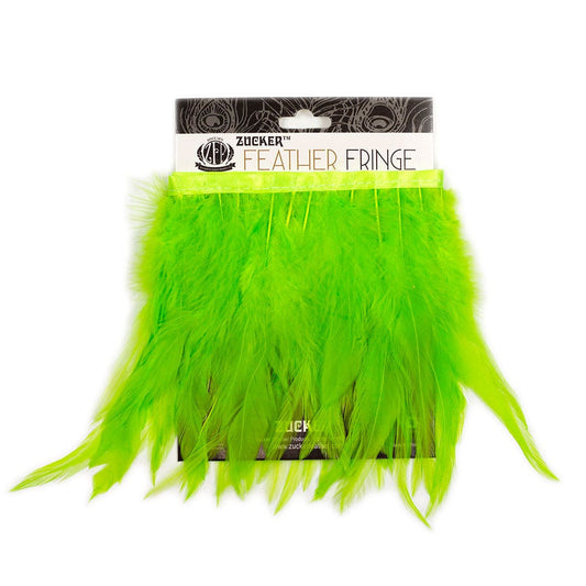 Rooster Saddle Fringe on Bias 6-8’’ x 1 YD-Lime - Feathers