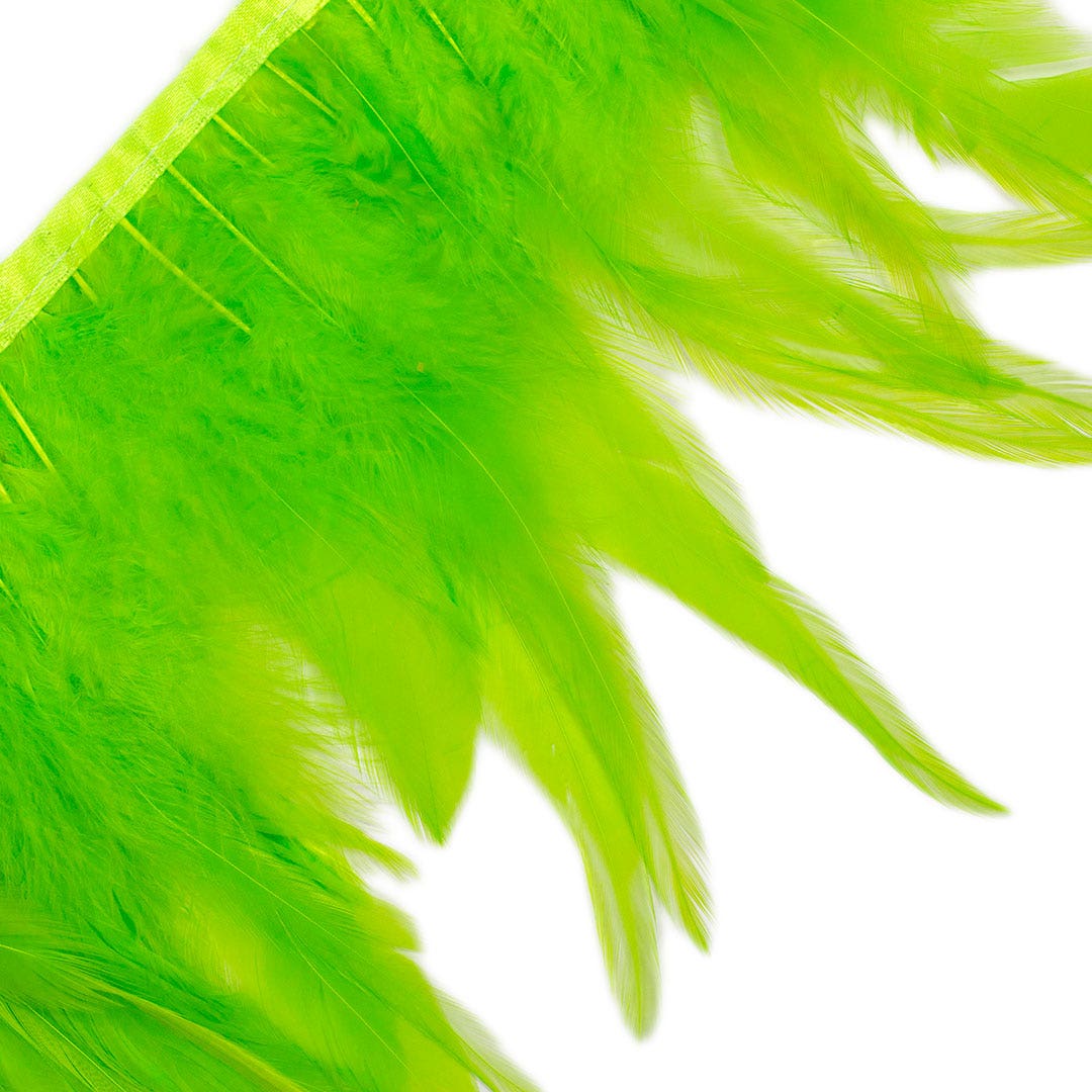 Rooster Saddle Fringe on Bias 6-8’’ x 1 YD-Lime - Feathers