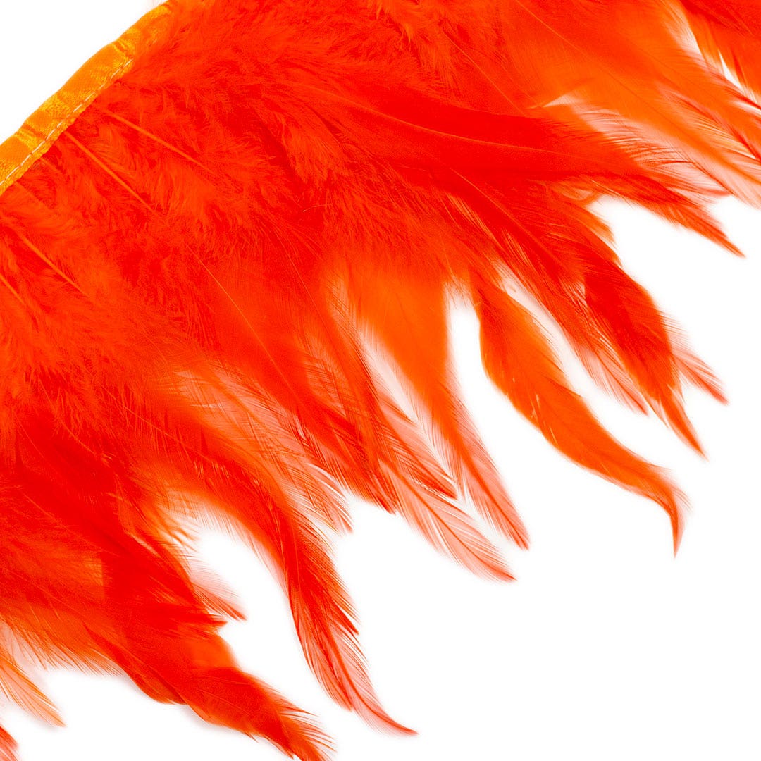 Rooster Saddle Fringe on Bias 6-8’’ x 1 YD-Orange - Feathers