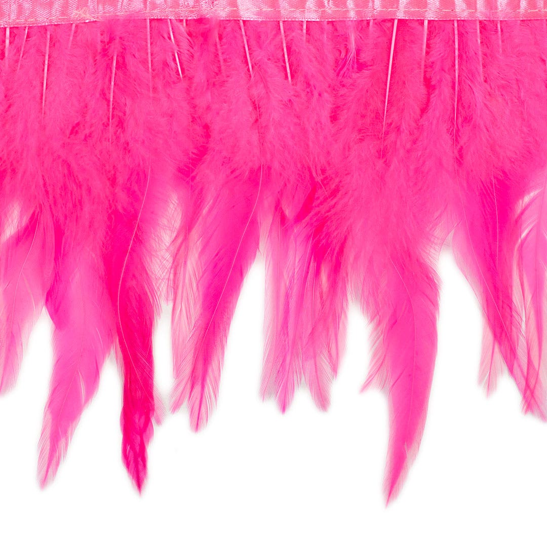 Rooster Saddle Fringe on Bias 6-8’’ x 1 YD-Pink Orient - Feathers