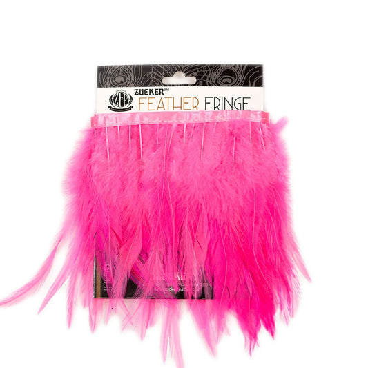 Rooster Saddle Fringe on Bias 6-8’’ x 1 YD-Pink Orient - Feathers