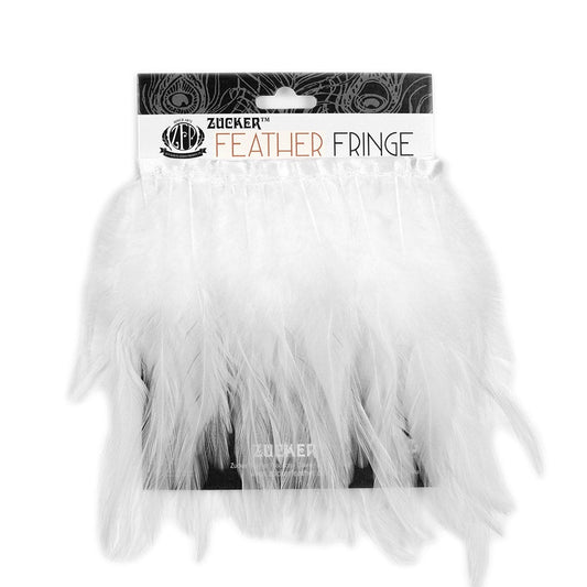 Rooster Saddle Fringe on Bias 6-8’’ x 1 YD-White - Feathers