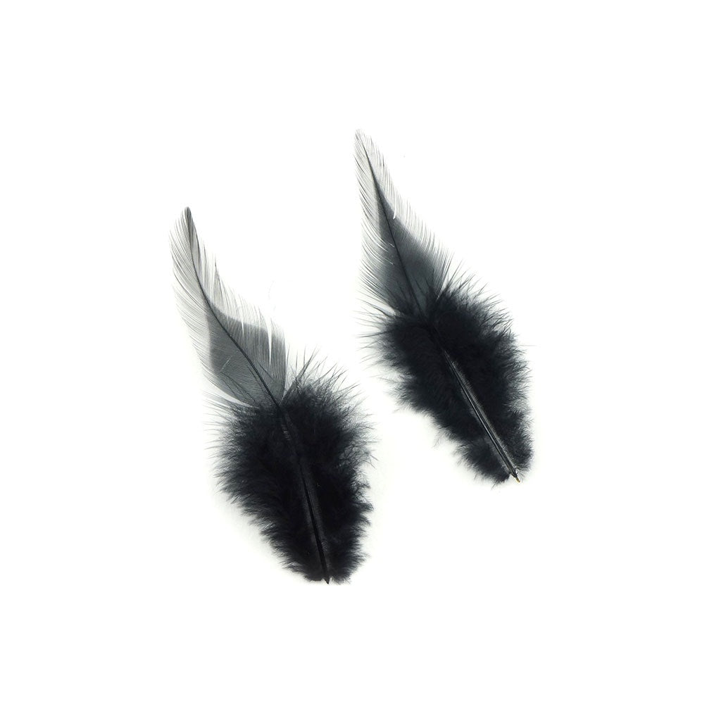 Rooster Saddles-White-Dyed - Black - Feathers