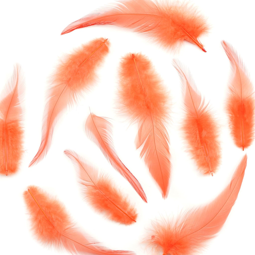 Rooster Saddles-White-Dyed - Hot Orange - Feathers