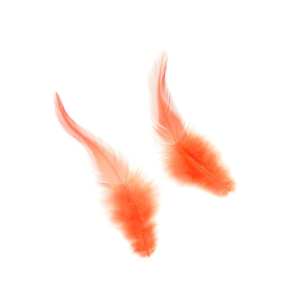 Rooster Saddles-White-Dyed - Hot Orange - Feathers