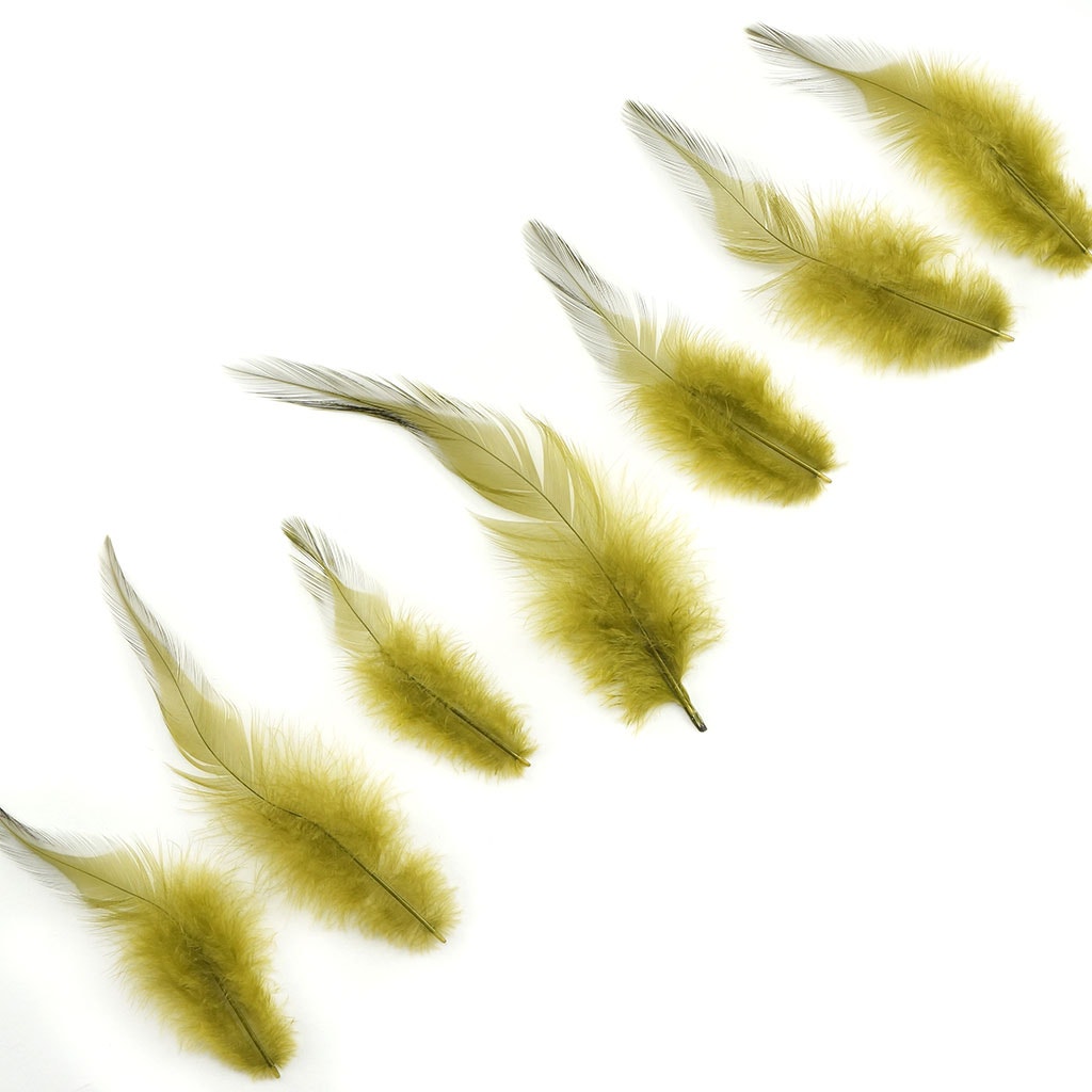 Rooster Saddles-White-Dyed - Olive - Feathers