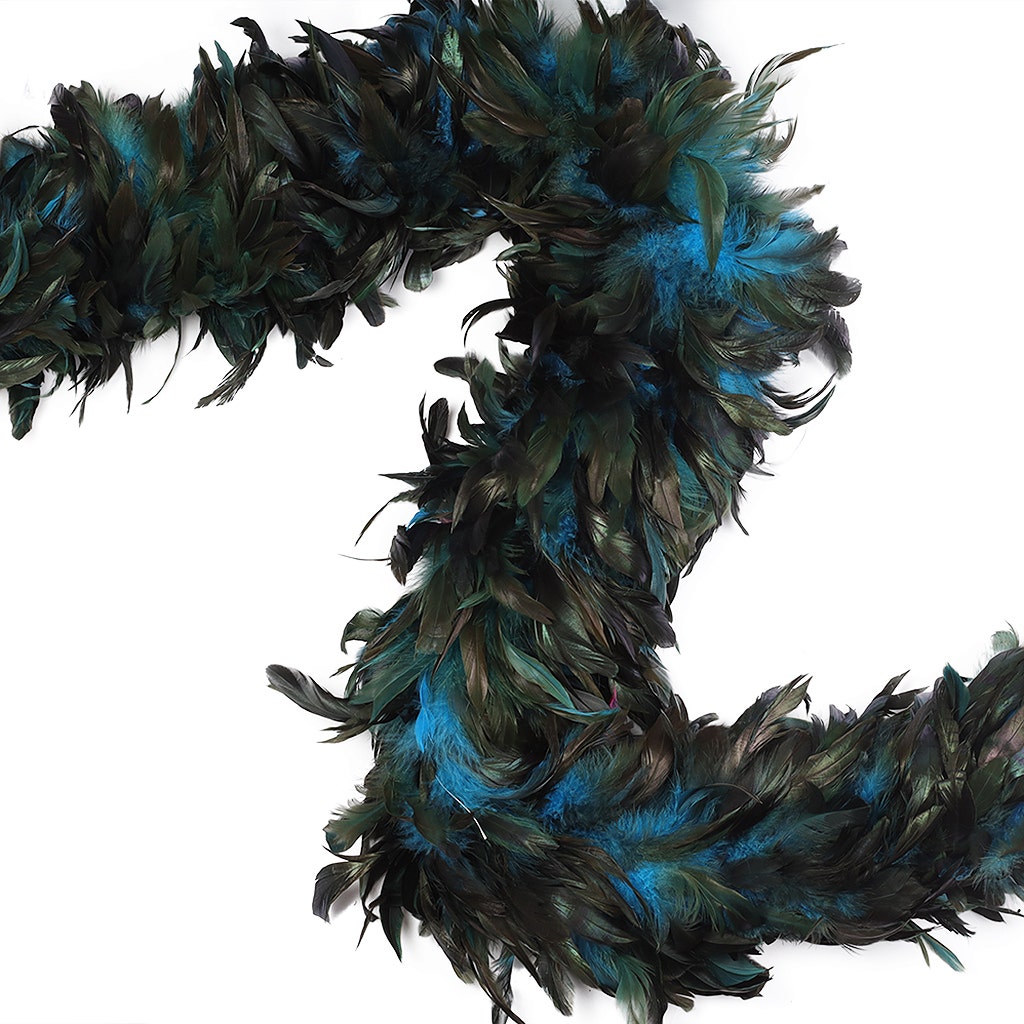 Rooster Schlappen Feather Boa 8-10’’- Dark Turquoise - Rooster Boa