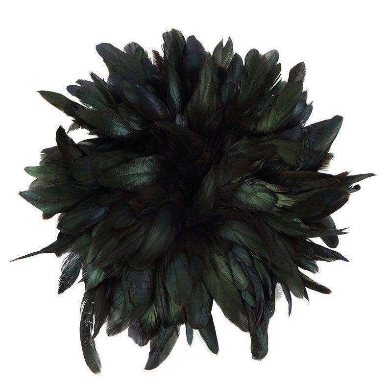 Rooster Schlappen-Half Bronze.50 YD 18’’ - Black/Iridescent - Feathers