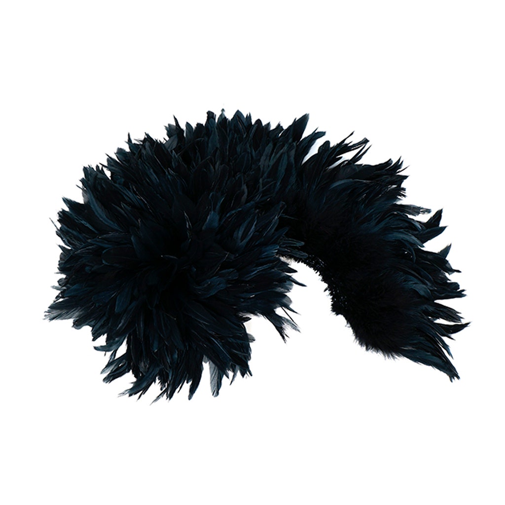 Rooster Schlappen-White-Dyed 1YD - Black - Feathers