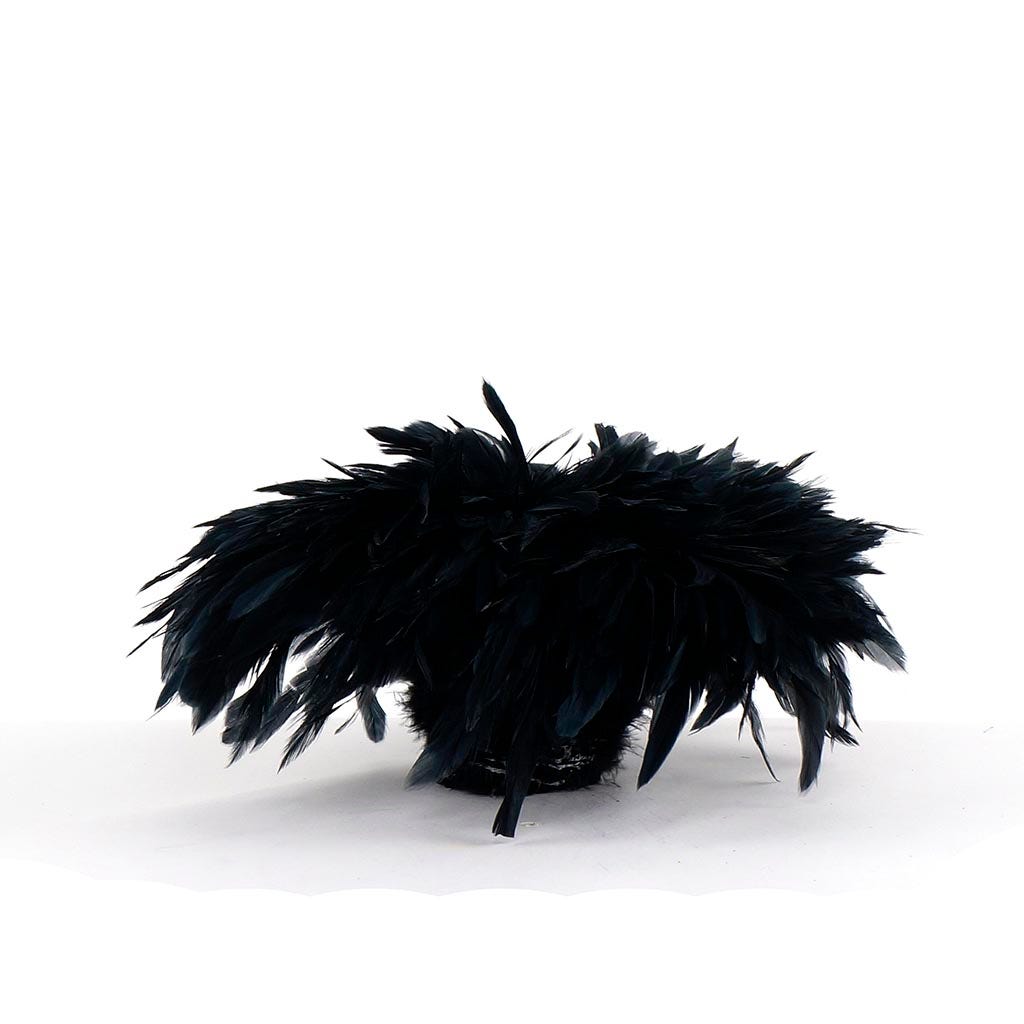 Rooster Schlappen-White-Dyed 1YD - Black - Feathers