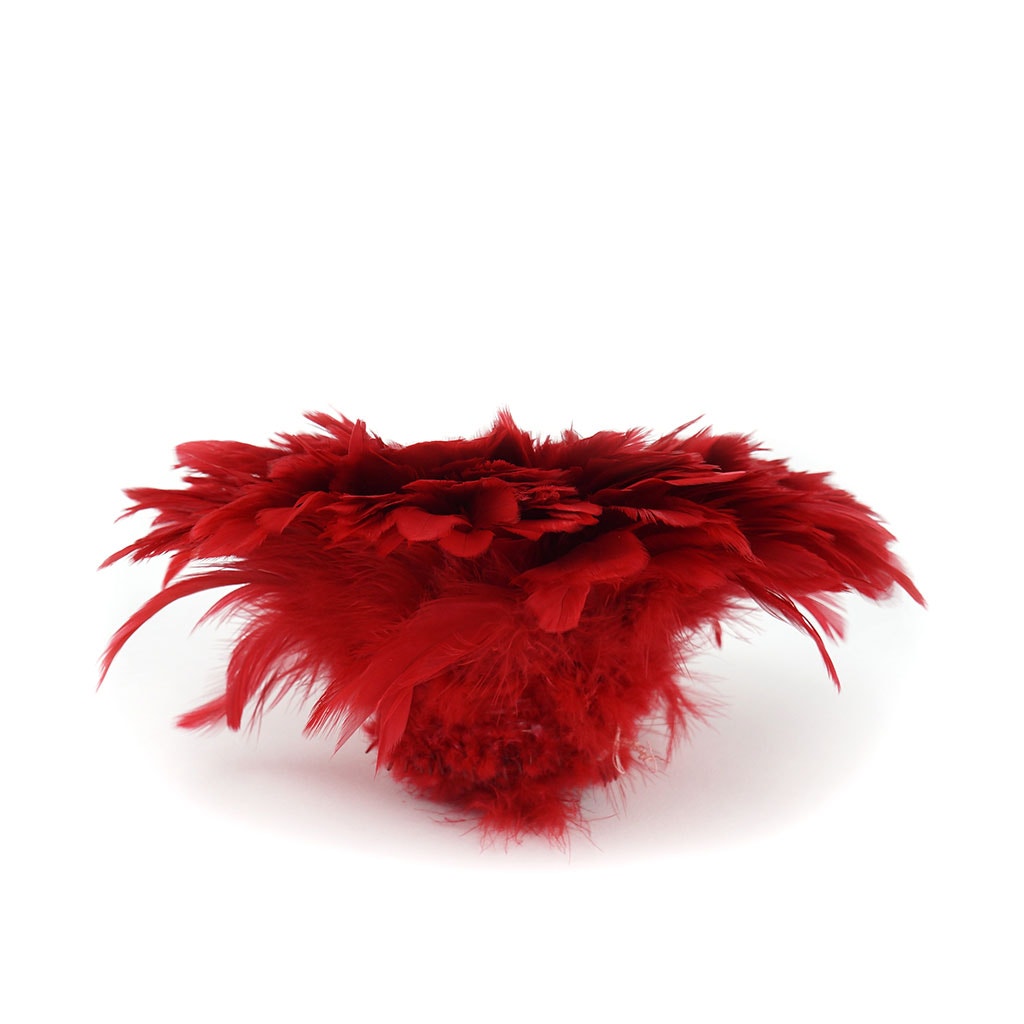 Rooster Schlappen-White-Dyed 1YD - Red - Feathers