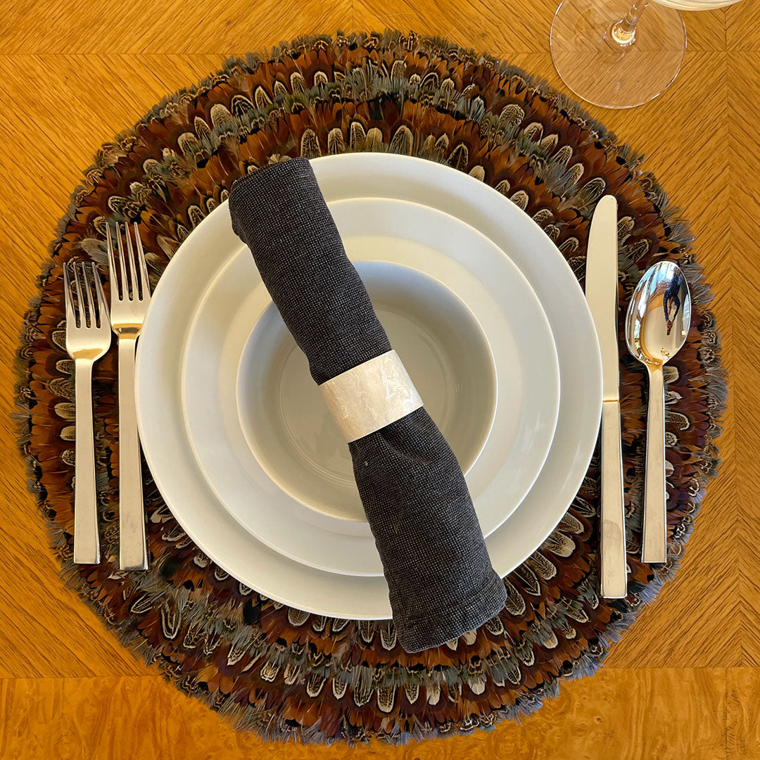 Dark Heart & Blue Almond Pheasant Feather Placemat