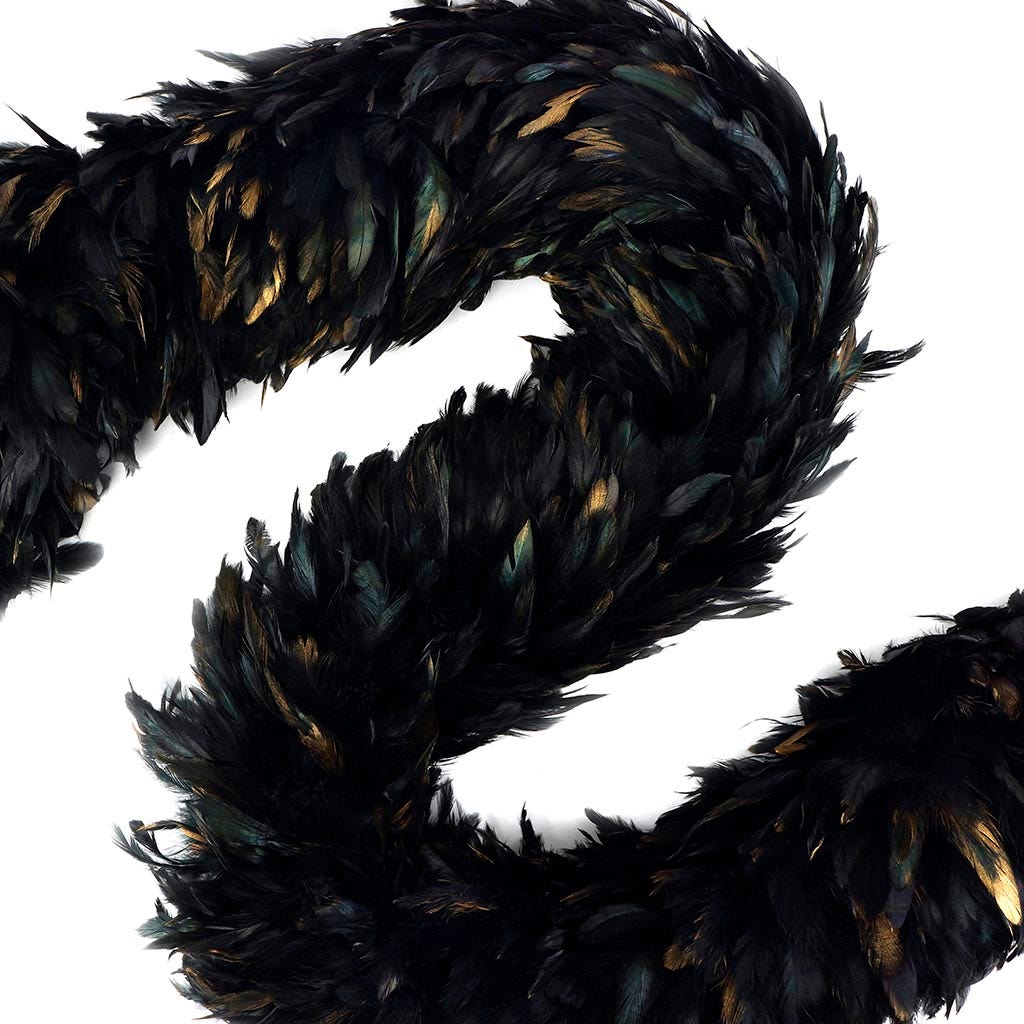 Schlappen Boa-Dyed Iridescent 8-10’’ - Black/Iridescent/Gold - Rooster Boa