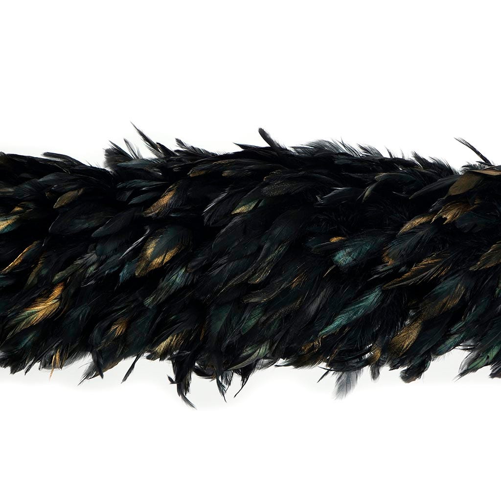 Schlappen Boa-Dyed Iridescent 8-10’’ - Black/Iridescent/Gold - Rooster Boa