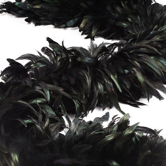 Schlappen Boa-Dyed Iridescent 8-10’’ - Black/Iridescent - Rooster Boa