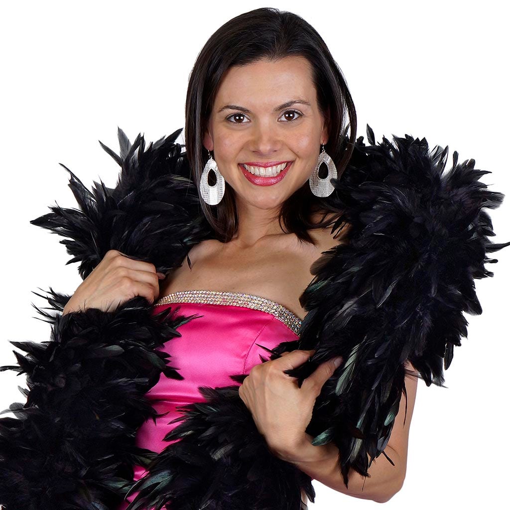 Schlappen Boa-Dyed Iridescent 8-10’’ - Black/Iridescent - Rooster Boa