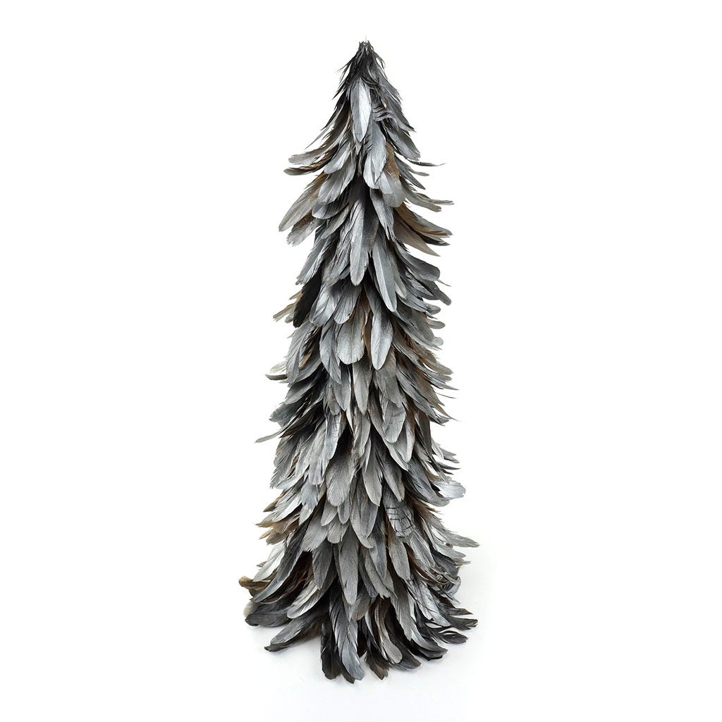 Schlappen Tree 24’’ Gilded with Paint Black/Silver - Feathers