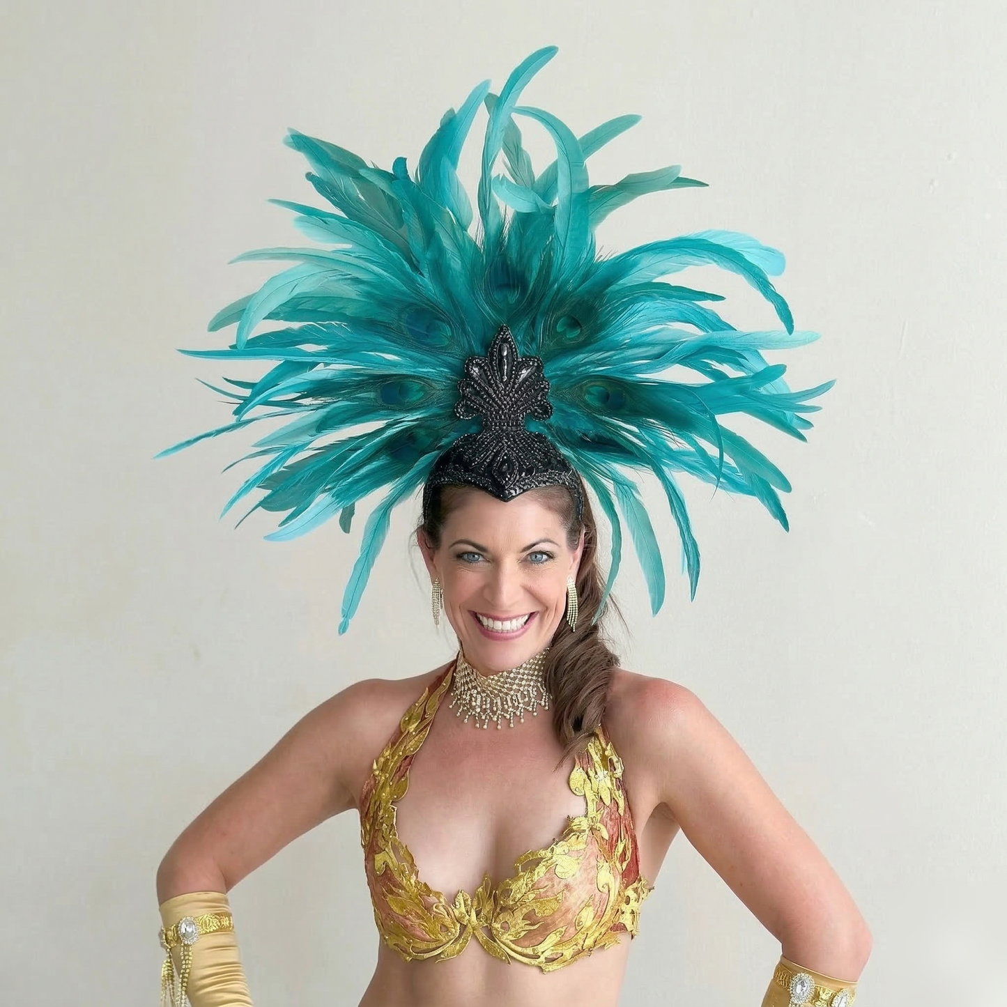 Zizi Seafoam Showgirl Feather Headpiece