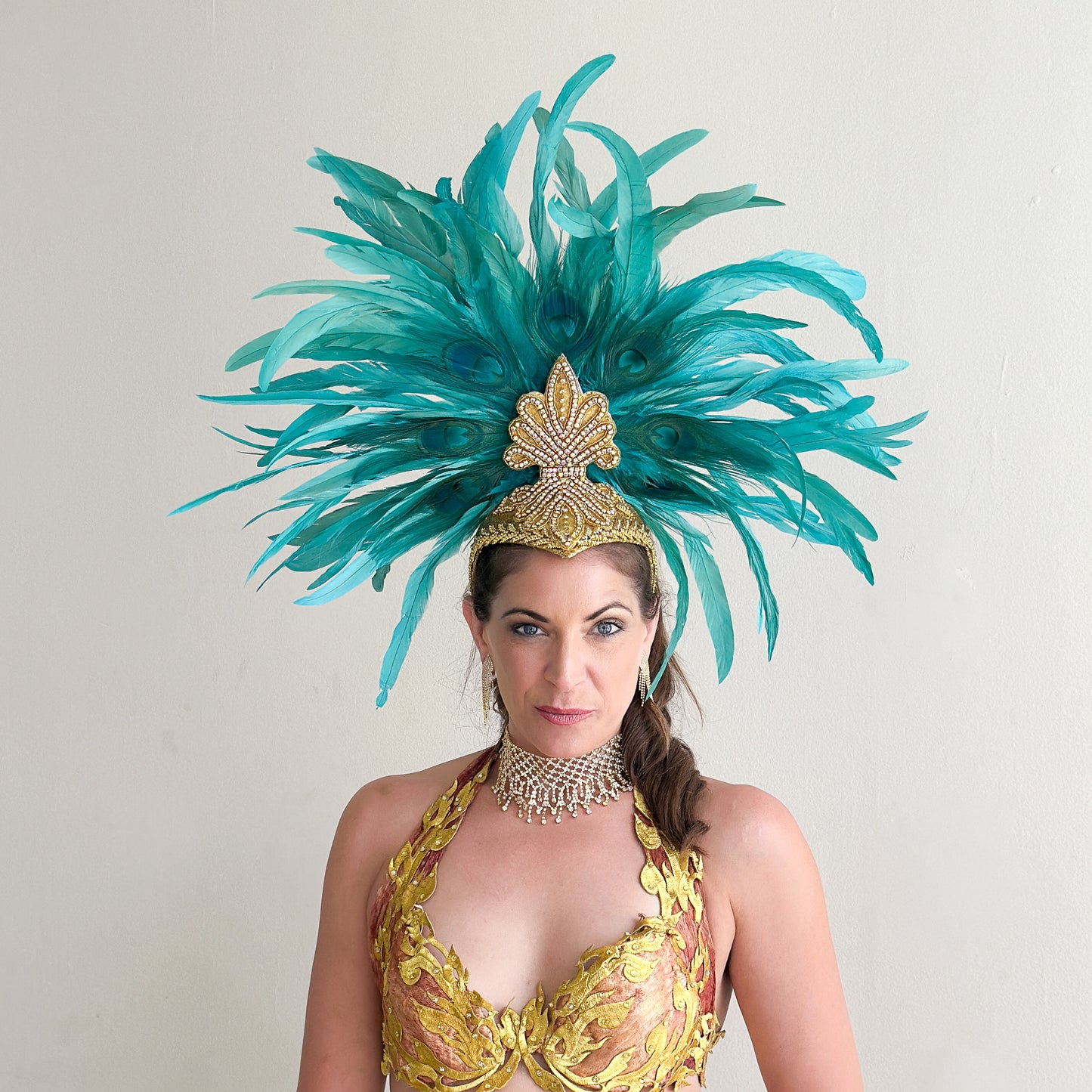 Zizi Seafoam Showgirl Feather Headpiece