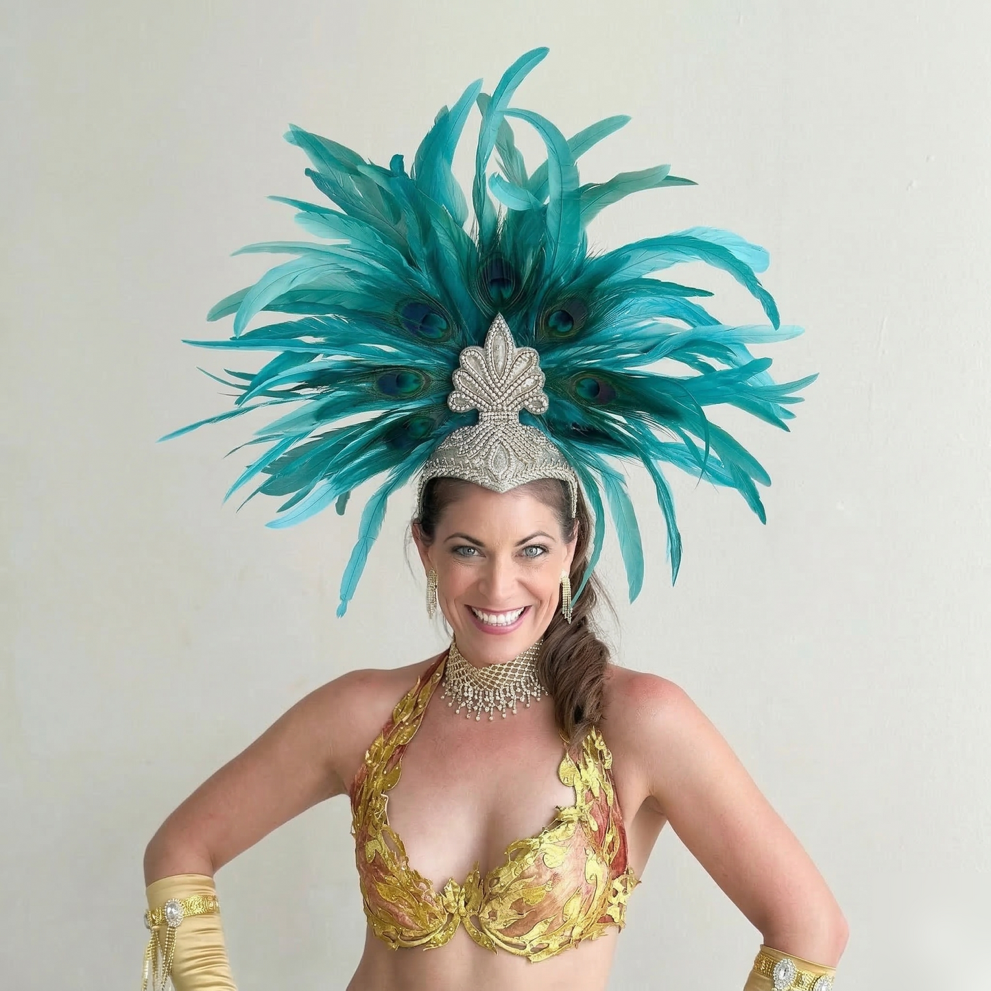 Zizi Seafoam Showgirl Feather Headpiece