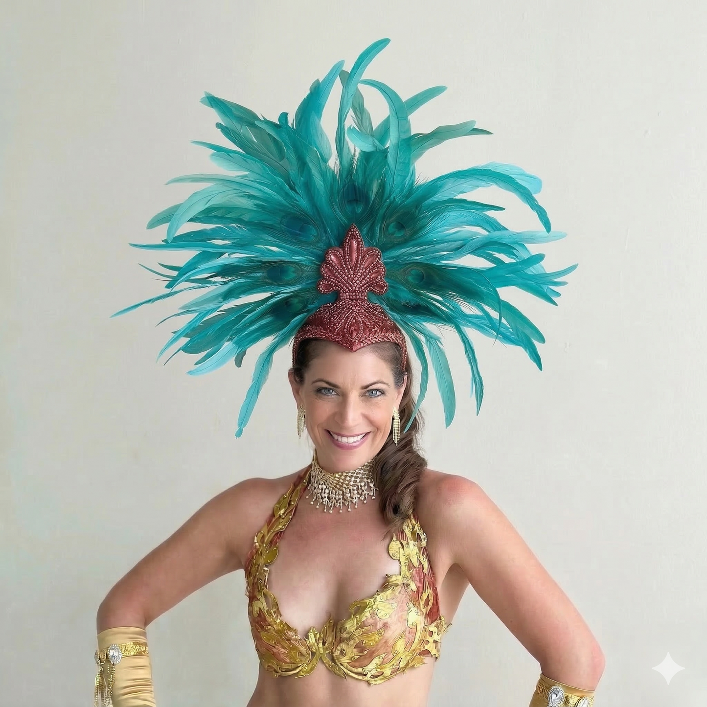 Zizi Seafoam Showgirl Feather Headpiece