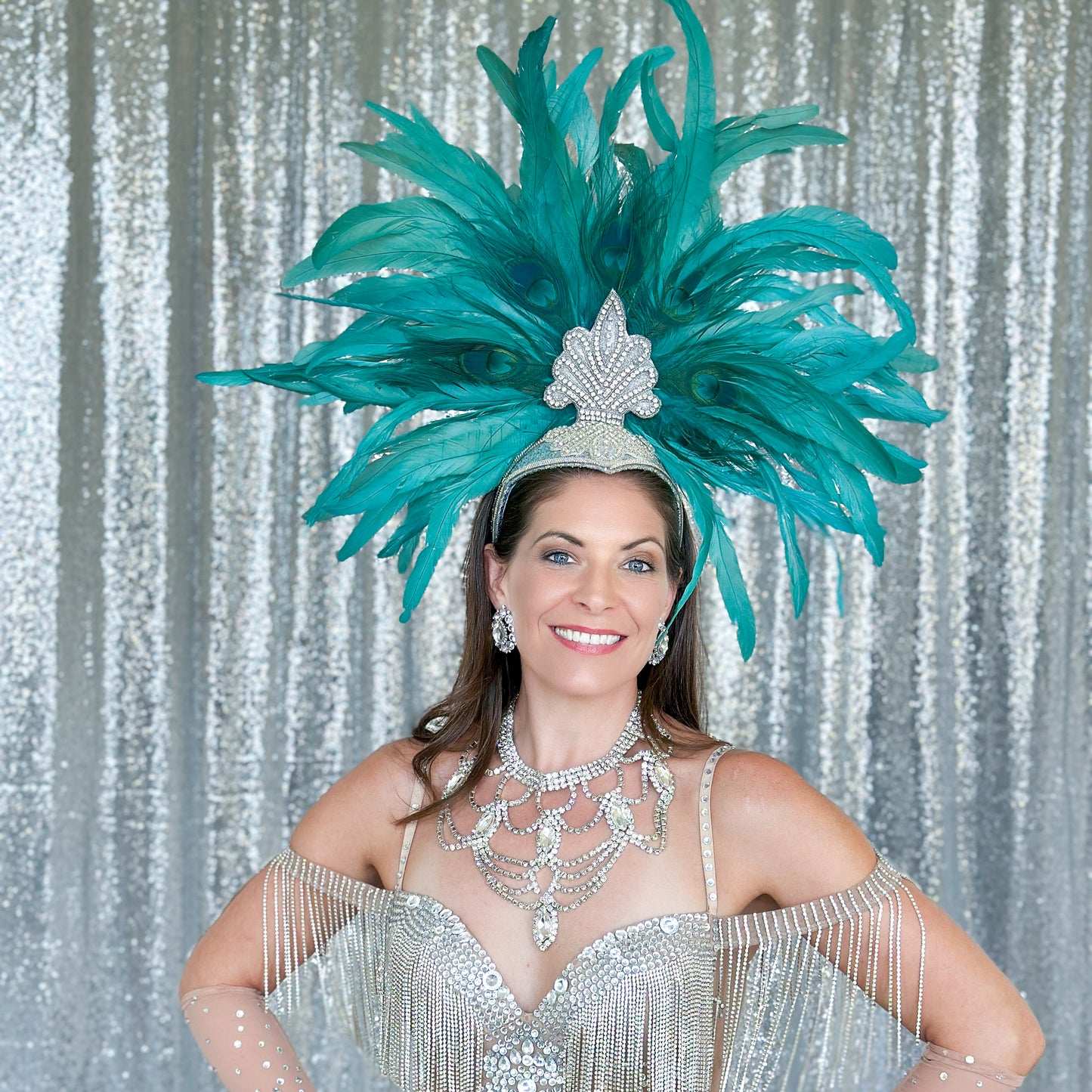 Zizi Seafoam Showgirl Feather Headpiece